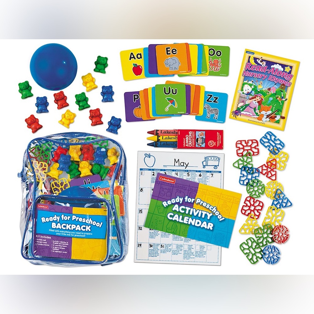 Ready for Preschool Backpack |Lakeshore Clear Preschool Backpack with Blue Trim